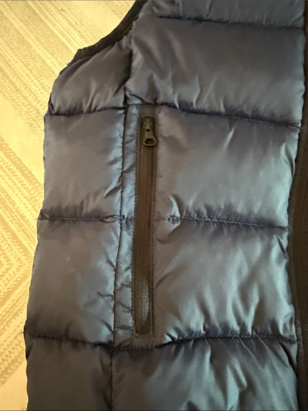 Gap Kids Small Navy Blue Puffer Vest Black Trim Zipper Sleeveless Jacket